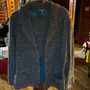 Vintage ESCADA light Blue and gold Tweed‎ Skirt Suit